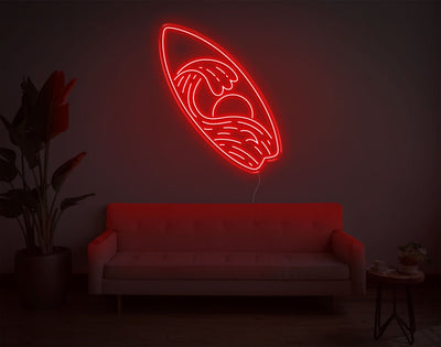 Surfboard LED Neon Sign - 33inch x 28inchRed