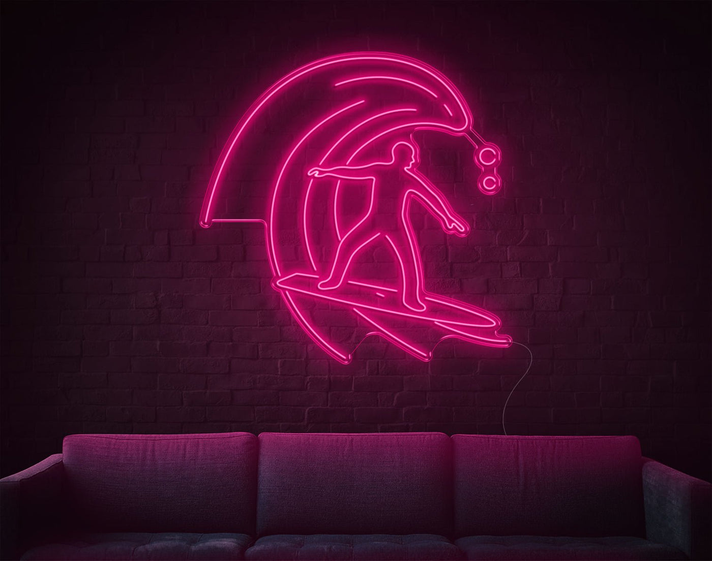 Surfing LED Neon Sign - 49inch x 49inchLight Pink