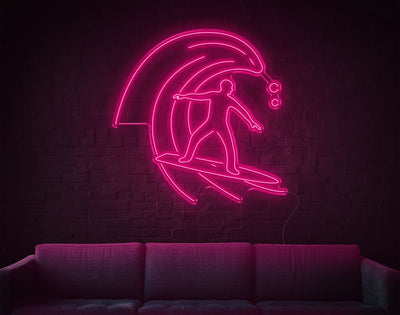 Surfing LED Neon Sign - 49inch x 49inchLight Pink