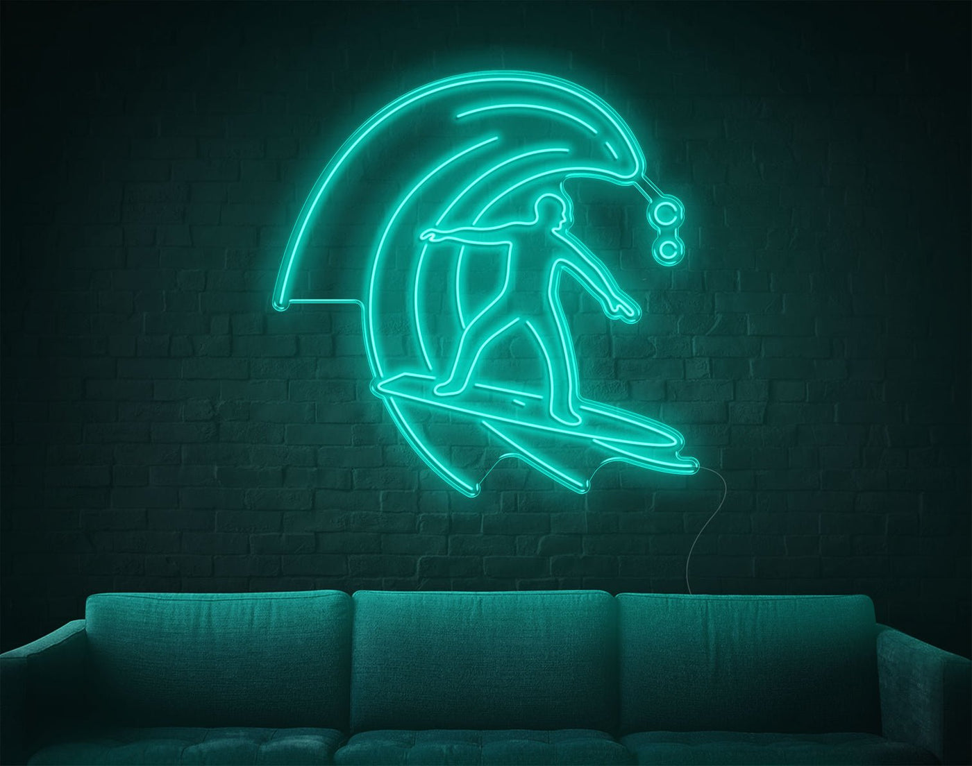 Surfing LED Neon Sign - 49inch x 49inchTurquoise