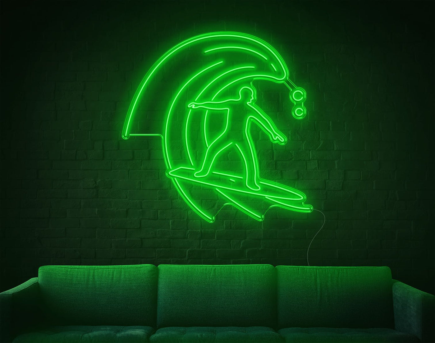 Surfing LED Neon Sign - 49inch x 49inchGreen