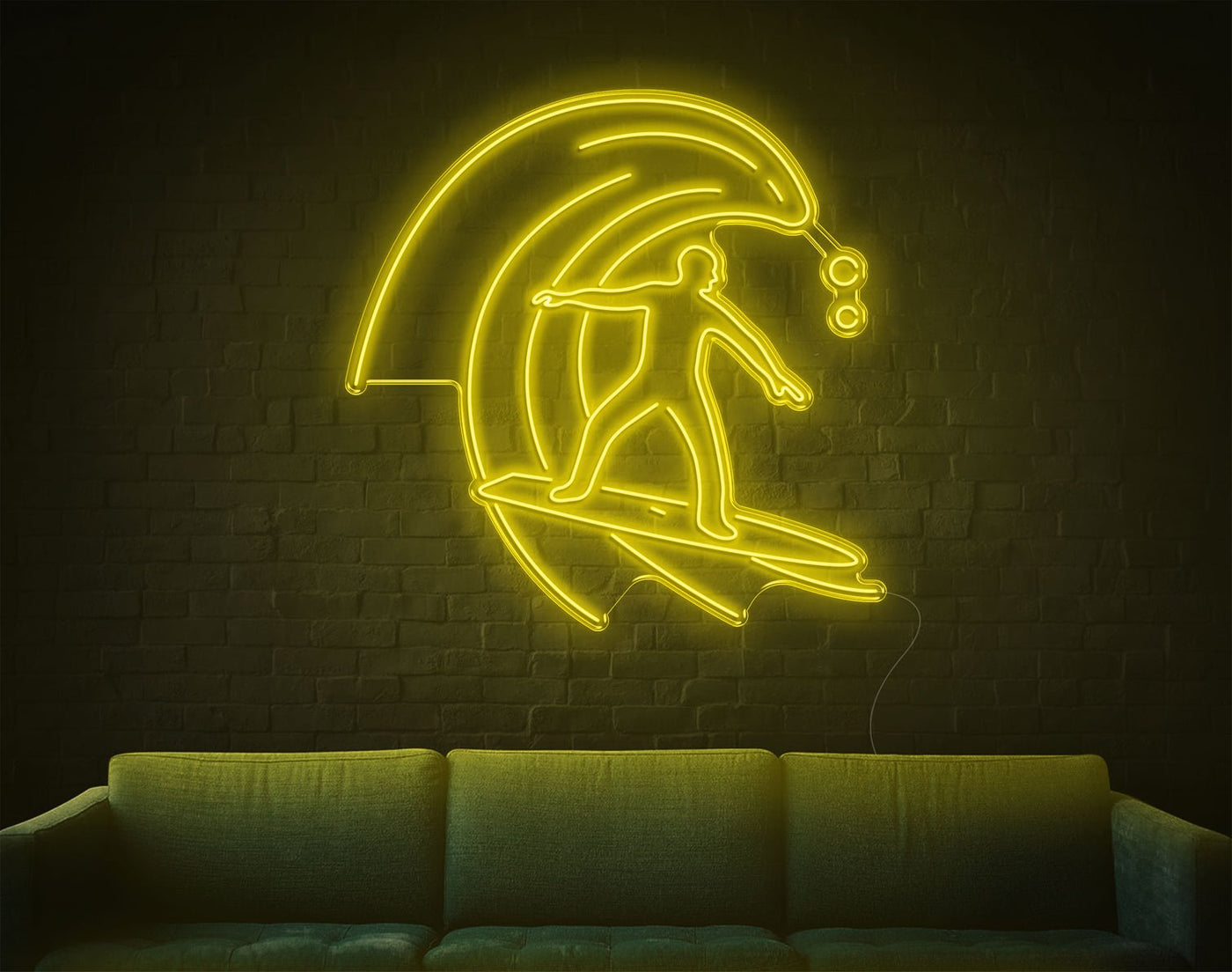 Surfing LED Neon Sign - 49inch x 49inchYellow