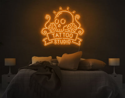 Tattoo Studio LED Neon Sign - 30inch x 33inchOrange