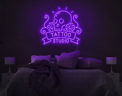 Tattoo Studio LED Neon Sign - 30inch x 33inchPurple