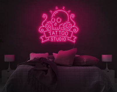 Tattoo Studio LED Neon Sign - 30inch x 33inchLight Pink