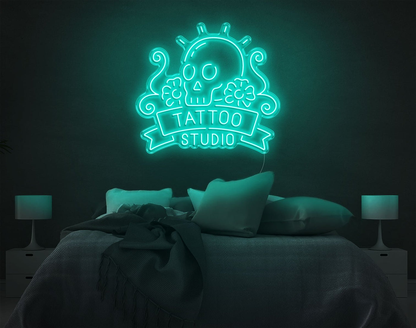 Tattoo Studio LED Neon Sign - 30inch x 33inchTurquoise