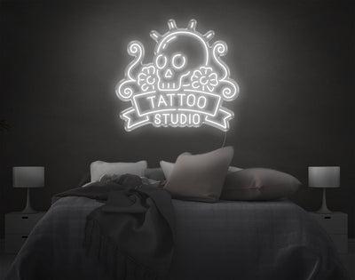 Tattoo Studio LED Neon Sign - 30inch x 33inchWhite