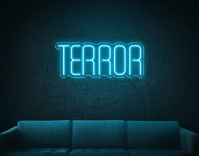 Terror LED Neon Sign - 10inch x 24inchLight Blue