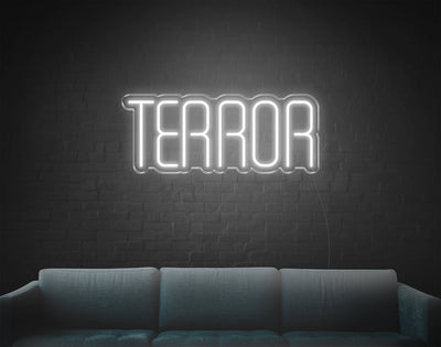 Terror LED Neon Sign - 10inch x 24inchWhite