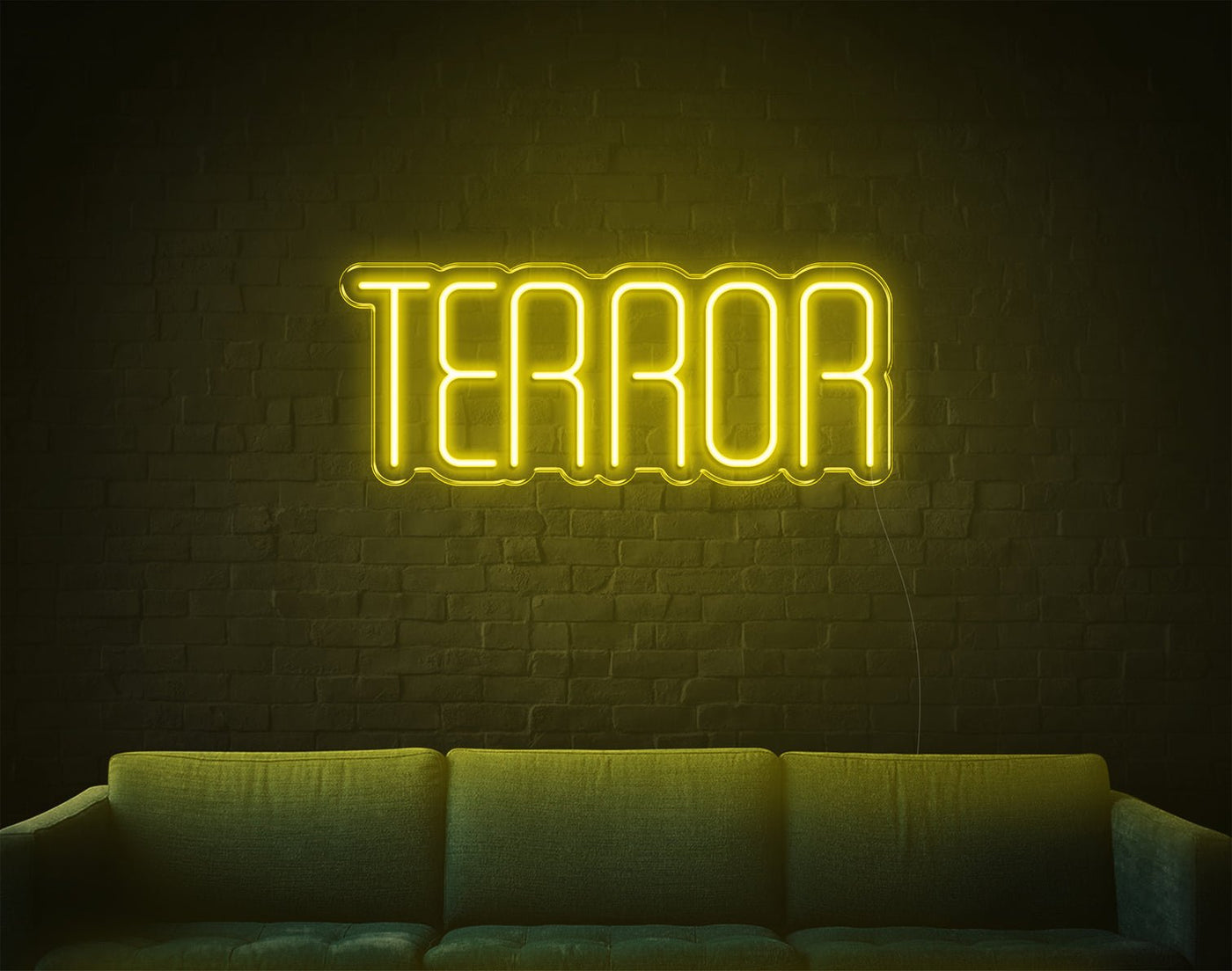 Terror LED Neon Sign - 10inch x 24inchYellow