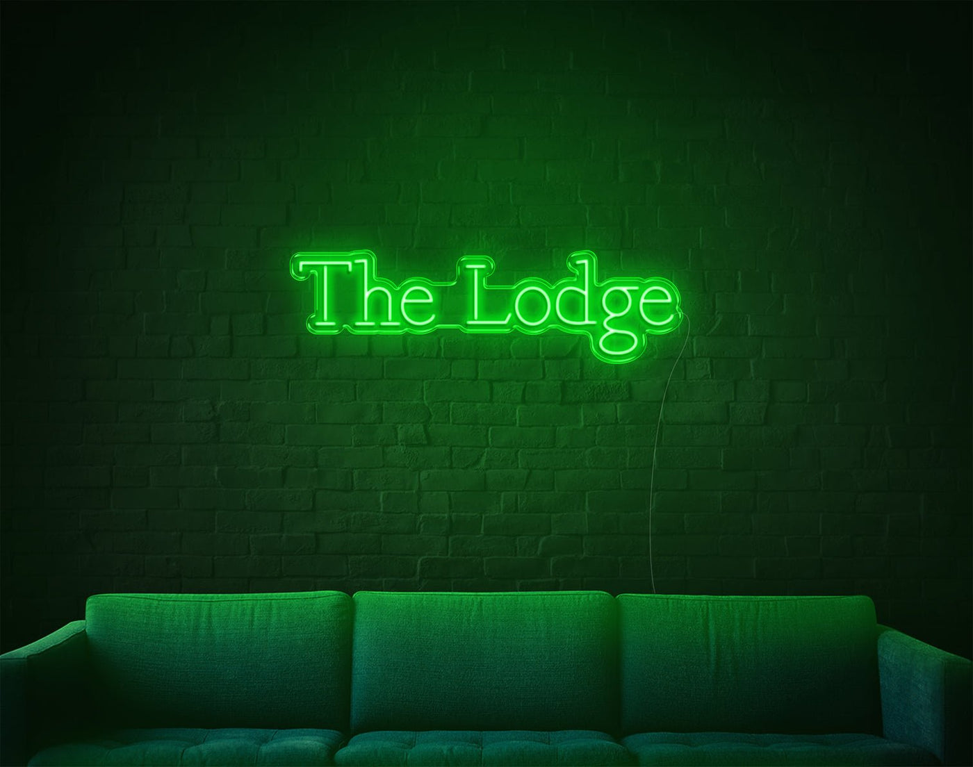 The Lodge LED Neon Sign - 11inch x 37inchGreen