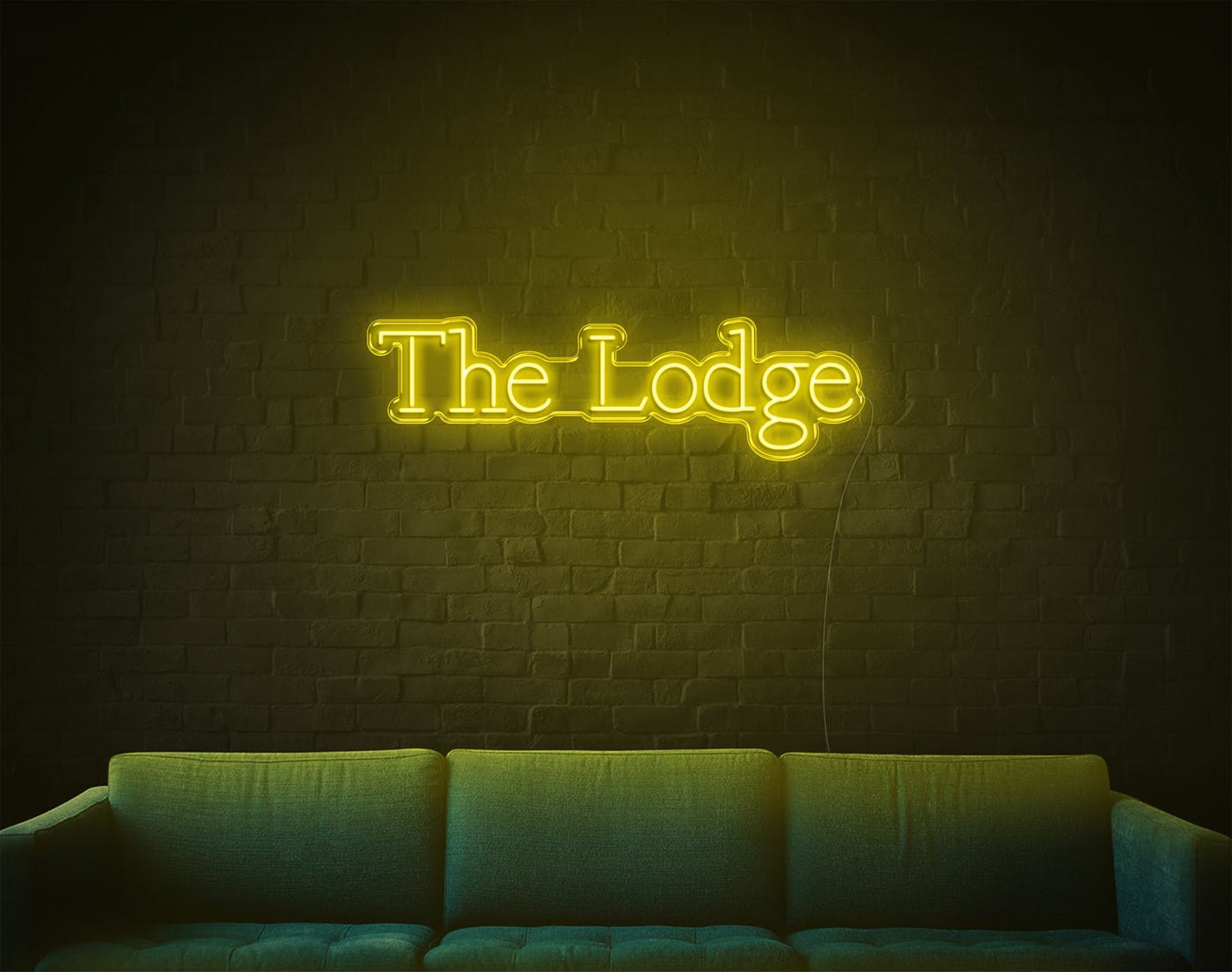 The Lodge LED Neon Sign - 11inch x 37inchYellow