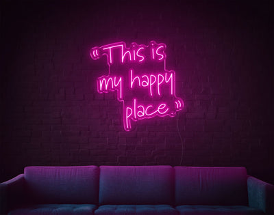 This Is My Happy Place LED Neon Sign - 25inch x 26inchHot Pink