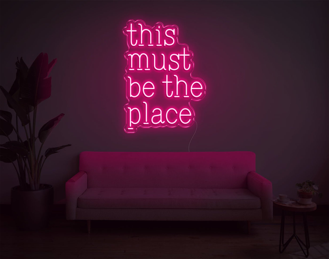 This Must Be The Place LED Neon Sign - 24inch x 18inchLight Pink