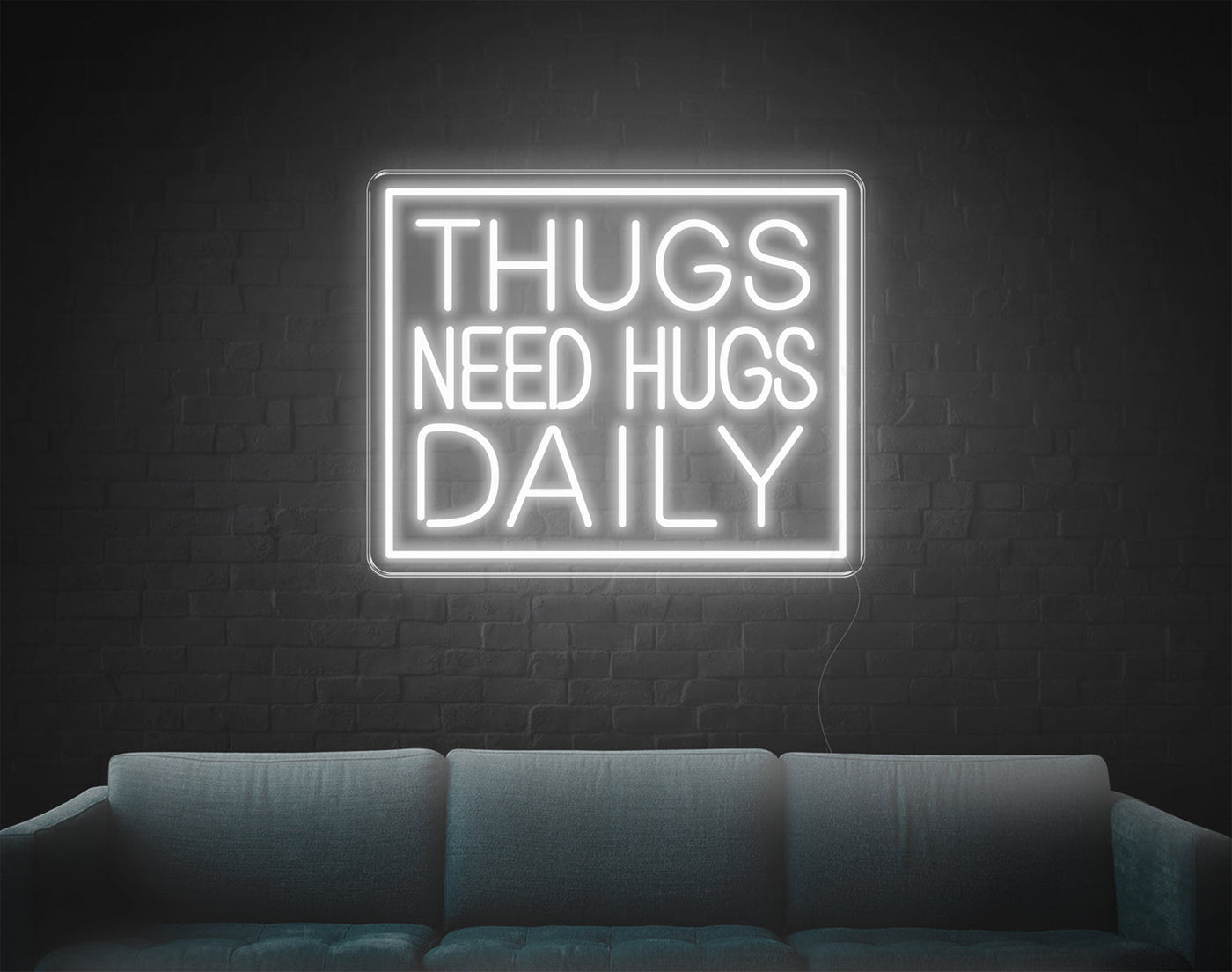 Thugs Need Hugs Daily LED Neon Sign - 18inch x 22inchHot Pink