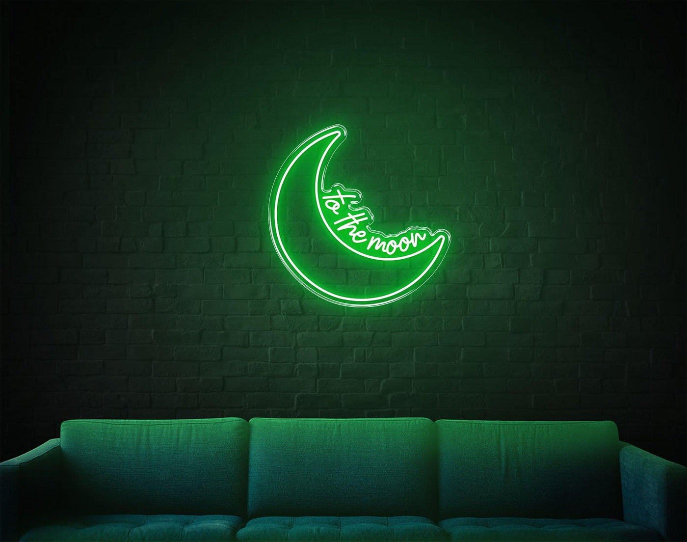 To The Moon LED neon sign - 30inch x 30inchGreen