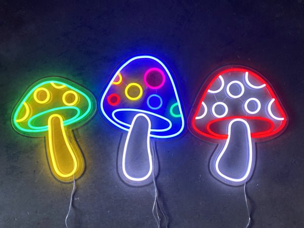 Toadstool Mushroom LED Neon Sign - All three mushrooms (bundle)