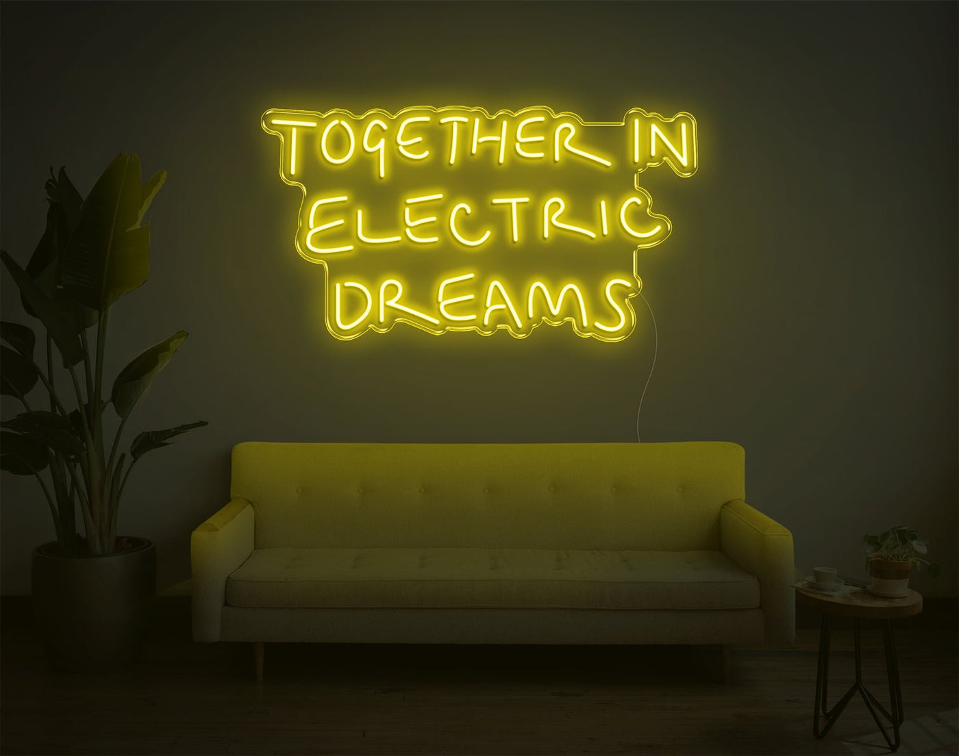 Together In Electric Dreams LED Neon Sign - 18inch x 33inchYellow