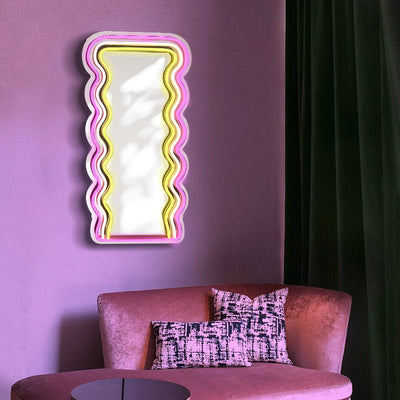 Triple Waves LED Neon Mirror - White15 inches