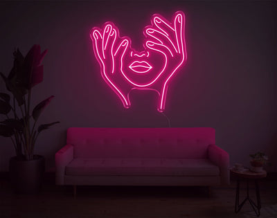 Trippy Face LED Neon Sign - 28inch x 26inchHot Pink