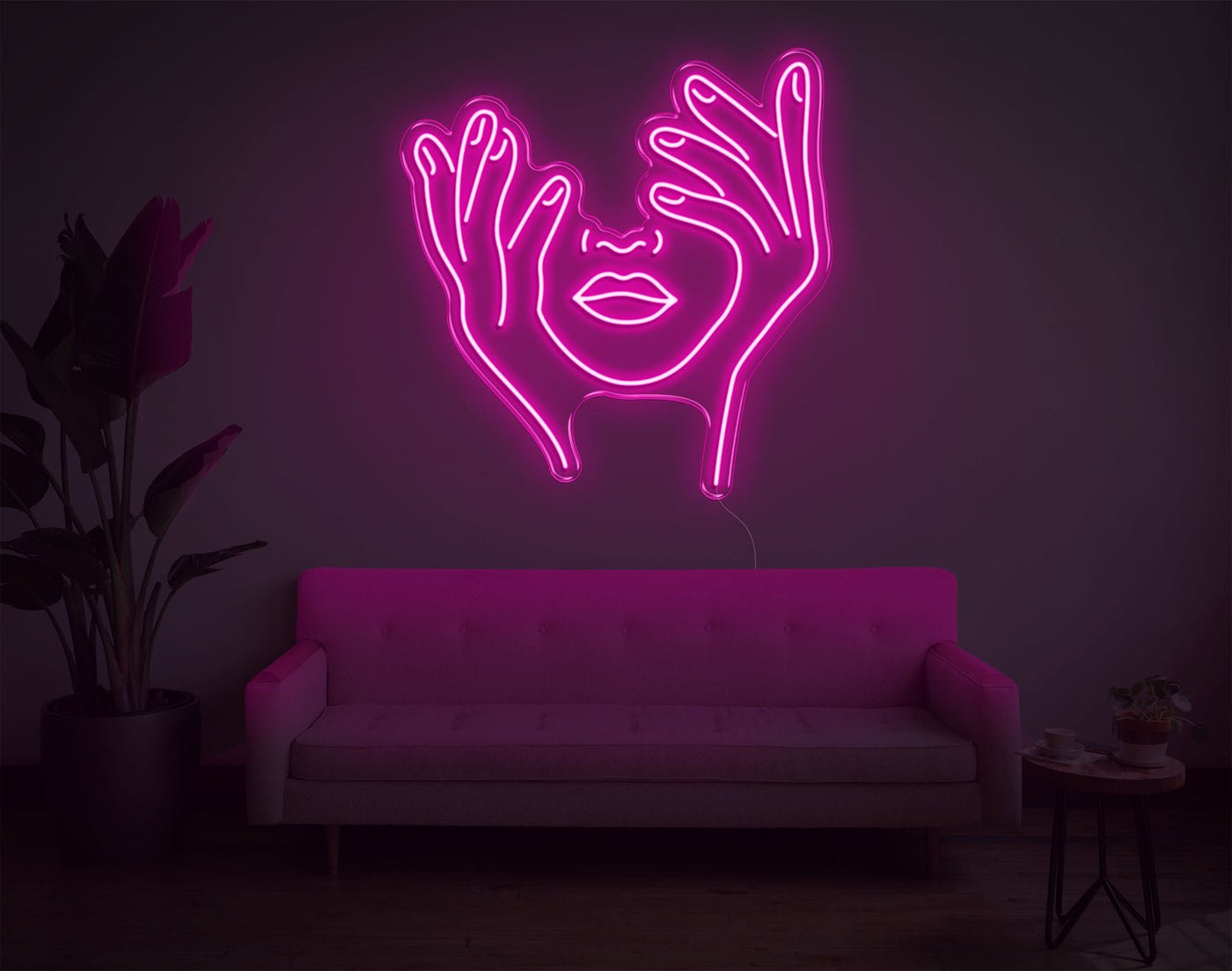Trippy Face LED Neon Sign - 28inch x 26inchHot Pink