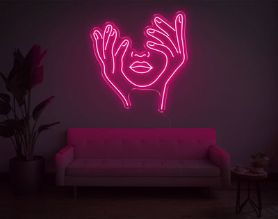 Trippy Face LED Neon Sign - 28inch x 26inchLight Pink
