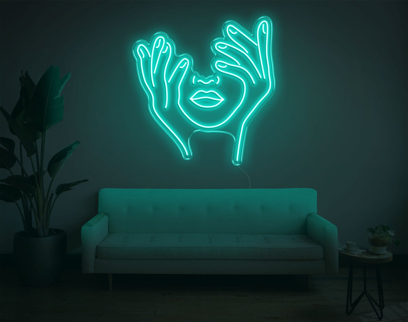 Trippy Face LED Neon Sign - 28inch x 26inchTurquoise
