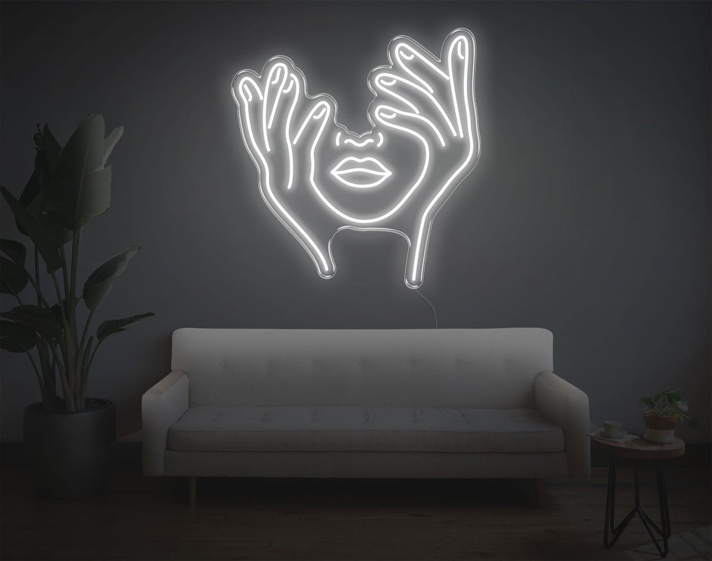 Trippy Face LED Neon Sign - 28inch x 26inchWhite