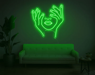 Trippy Face LED Neon Sign - 28inch x 26inchGreen