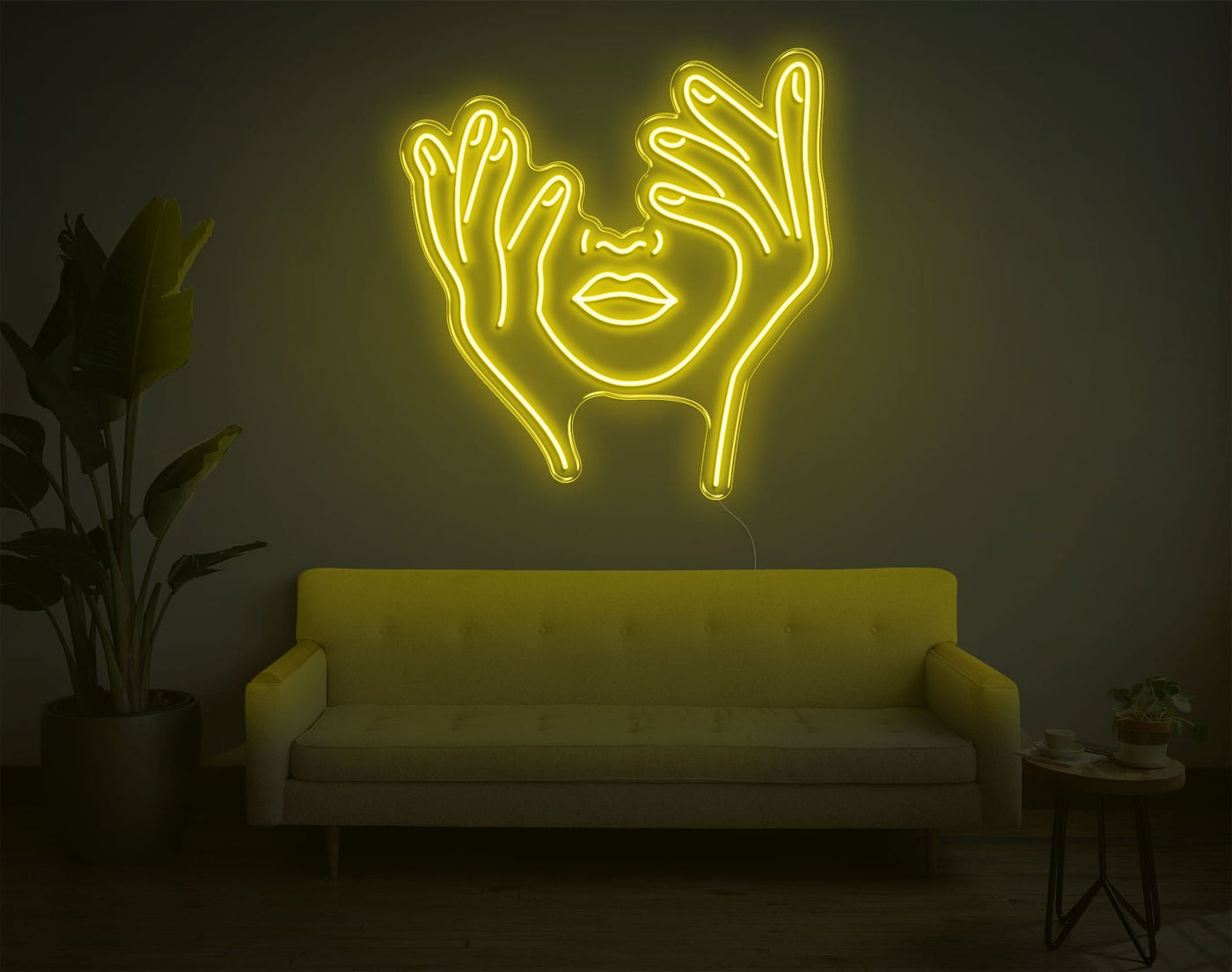 Trippy Face LED Neon Sign - 28inch x 26inchYellow