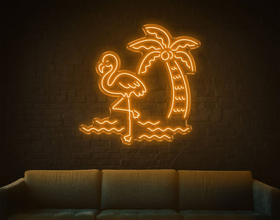 Tropical Flamingo LED Neon Sign - 33inch x 33inchOrange