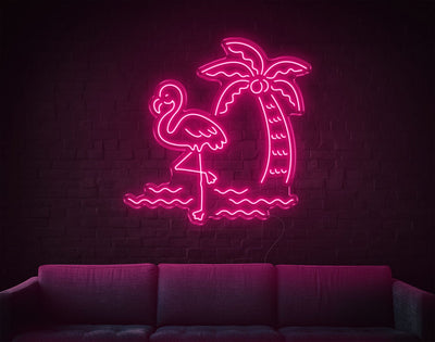 Tropical Flamingo LED Neon Sign - 33inch x 33inchLight Pink
