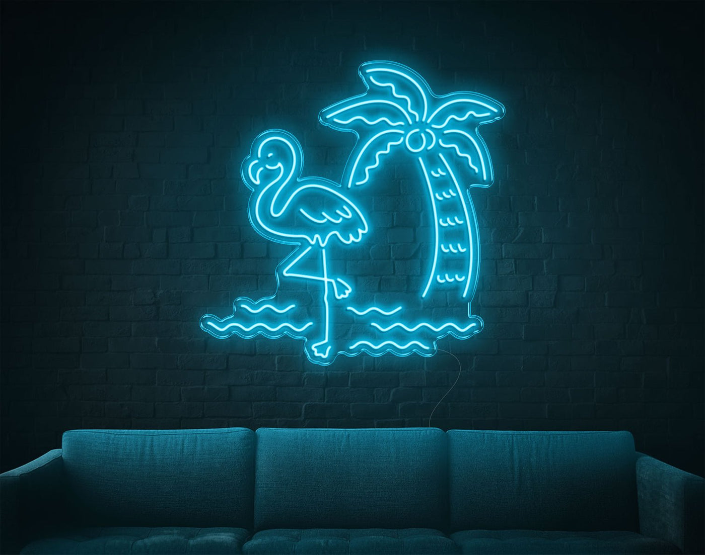 Tropical Flamingo LED Neon Sign - 33inch x 33inchLight Blue