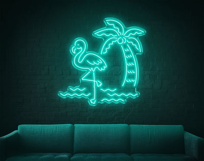 Tropical Flamingo LED Neon Sign - 33inch x 33inchTurquoise