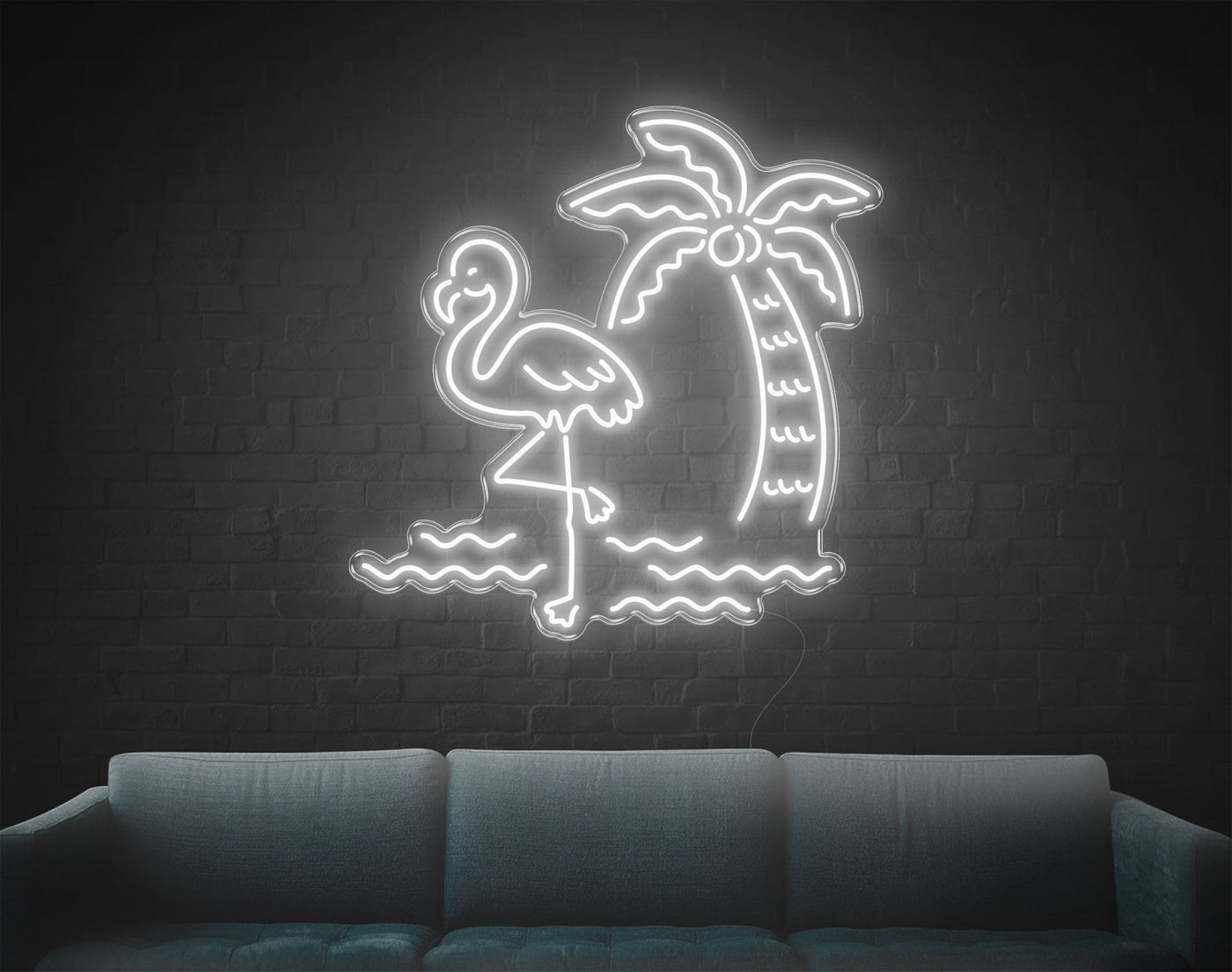 Tropical Flamingo LED Neon Sign - 33inch x 33inchWhite