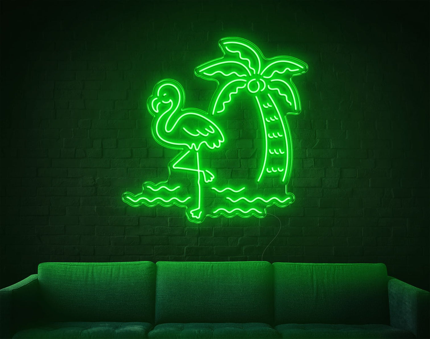 Tropical Flamingo LED Neon Sign - 33inch x 33inchGreen