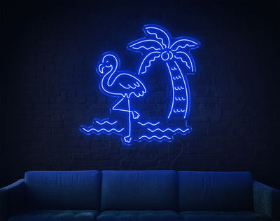 Tropical Flamingo LED Neon Sign - 33inch x 33inchBlue