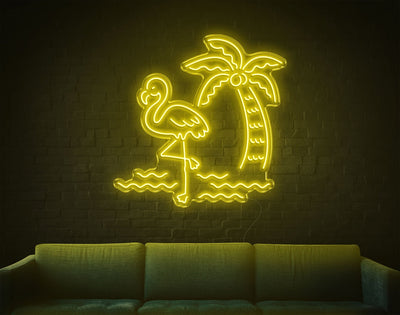 Tropical Flamingo LED Neon Sign - 33inch x 33inchYellow