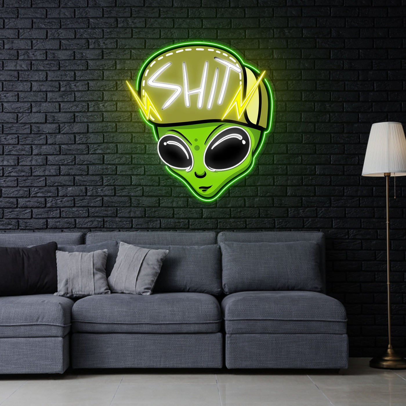 Urban Alien Neon Sign x Acrylic Artwork - 20”LED Neon x Acrylic Print