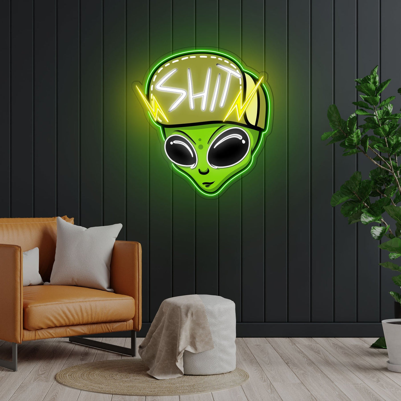 Urban Alien Neon Sign x Acrylic Artwork - 20”LED Neon x Acrylic Print