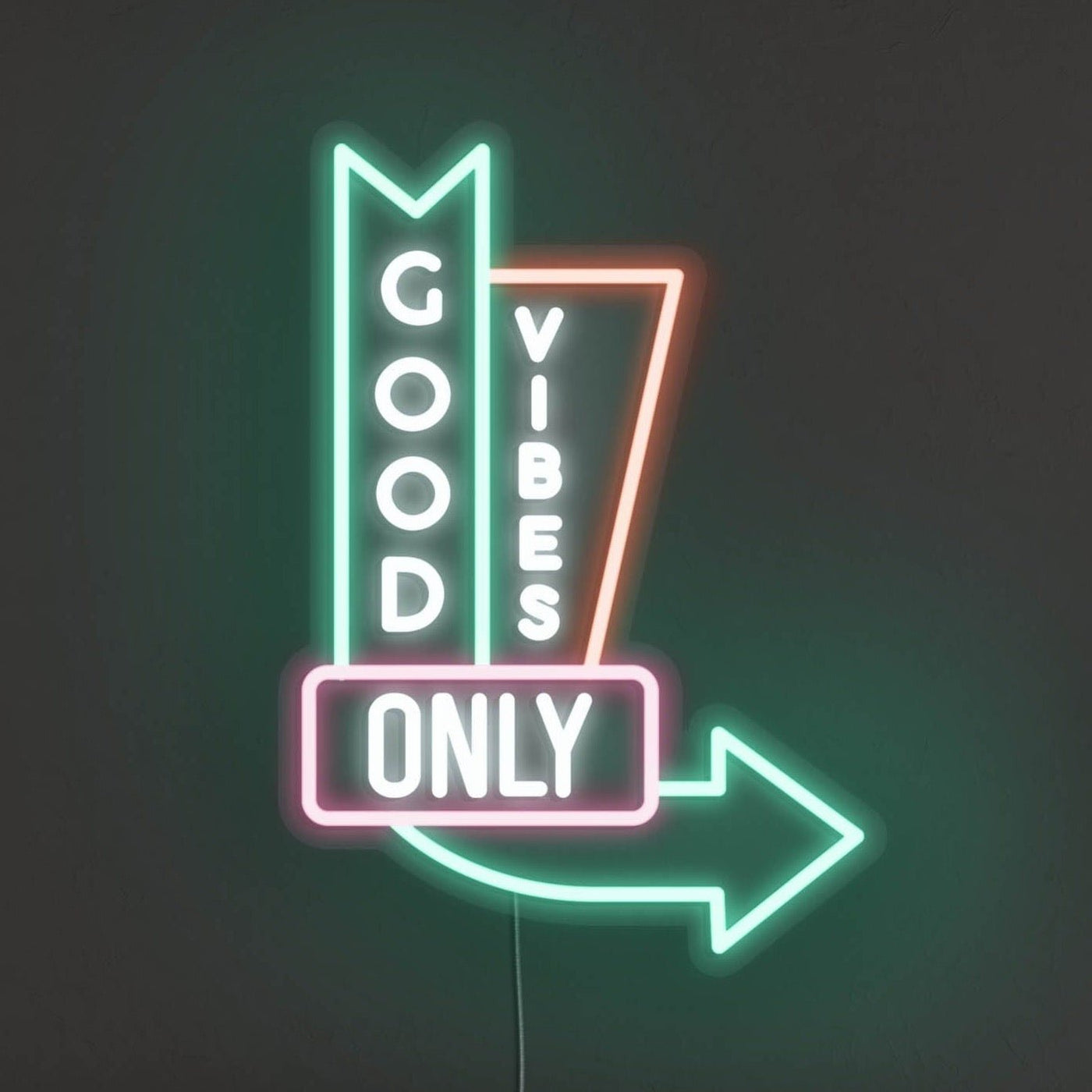 Vintage Good Vibes Only LED Neon Sign -