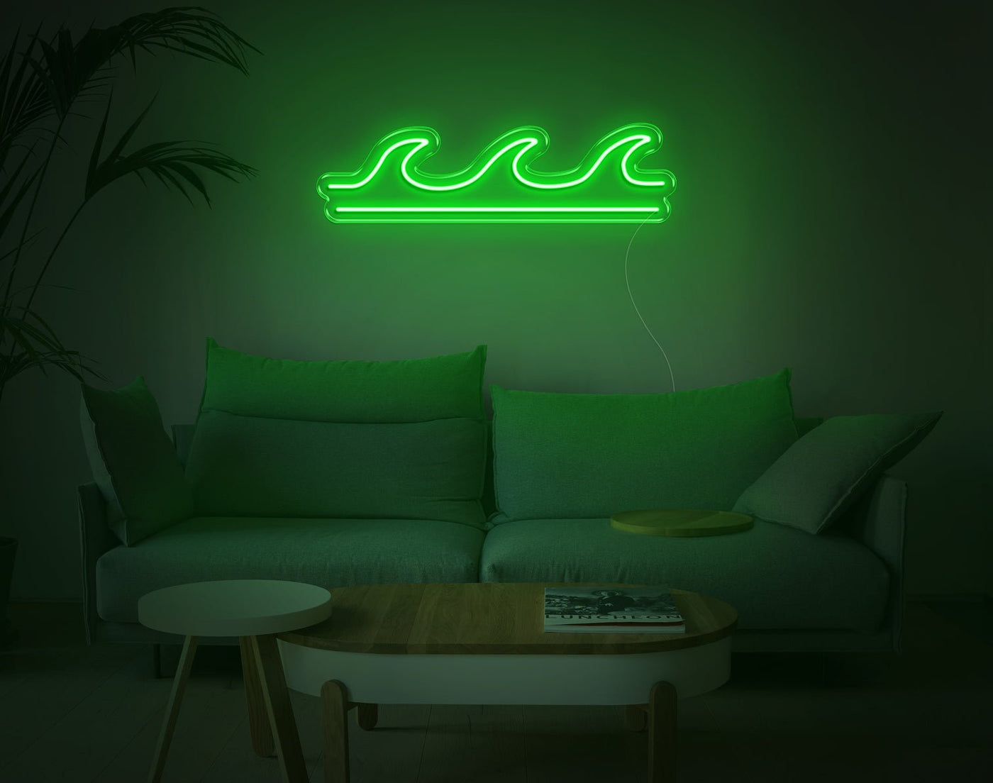 Wave V2 LED Neon Sign - 7inch x 26inchGreen