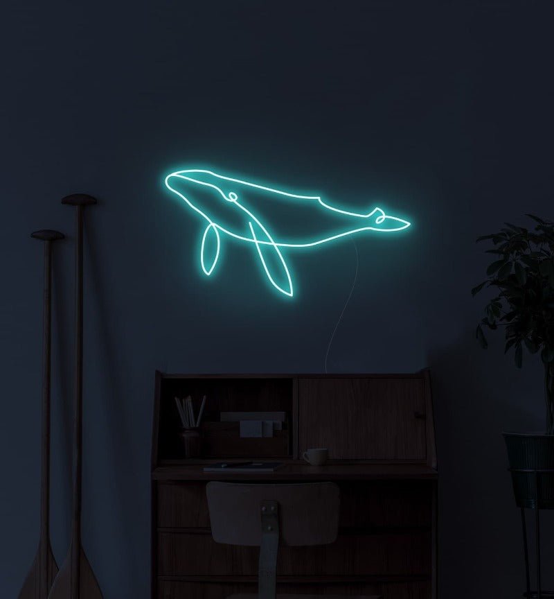 Whale Neon Sign - White