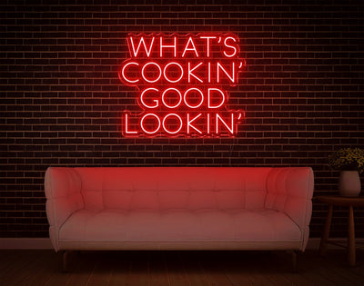 What's Cookin' Good Lookin' LED Neon Sign - 21inch x 25inchHot Pink