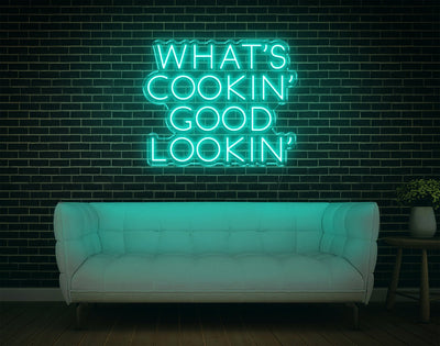 What's Cookin' Good Lookin' LED Neon Sign - 21inch x 25inchHot Pink