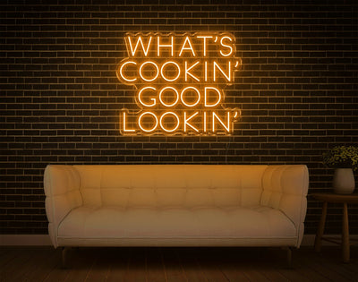 What's Cookin' Good Lookin' LED Neon Sign - 21inch x 25inchOrange