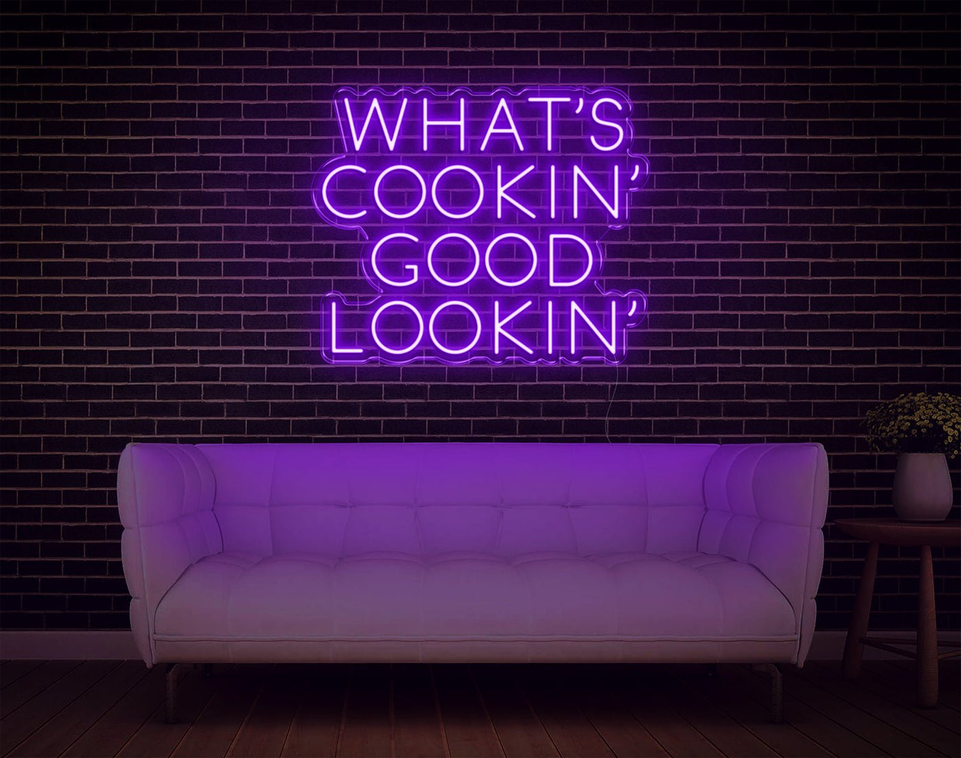 What's Cookin' Good Lookin' LED Neon Sign - 21inch x 25inchPurple