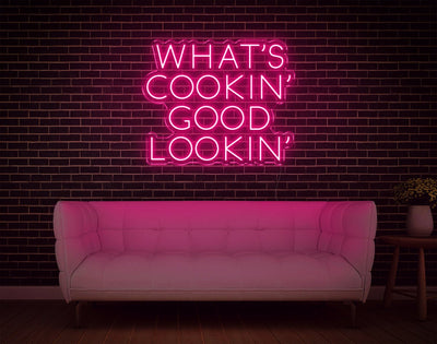 What's Cookin' Good Lookin' LED Neon Sign - 21inch x 25inchLight Pink