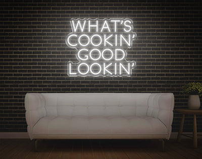 What's Cookin' Good Lookin' LED Neon Sign - 21inch x 25inchWhite