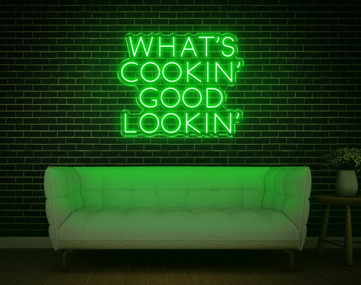 What's Cookin' Good Lookin' LED Neon Sign - 21inch x 25inchGreen